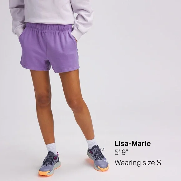 GUC Basin + Range Women’s French Terry Sweat Shorts in lavender (100% cotton) - Picture 11 of 12